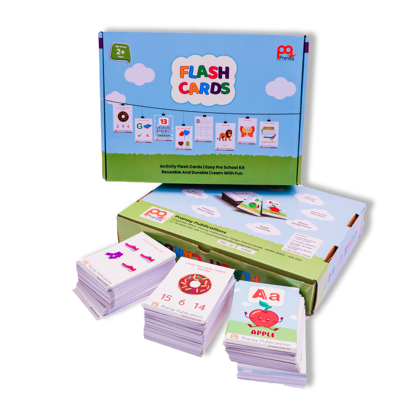 Pranay Publications Flash Cards for Kids | Pre Schooling Kit | 300 Laminated Reusable Activity Flash Cards | Home Schooling Kit | Educational Cards | Gift for Kids | 600 Activities